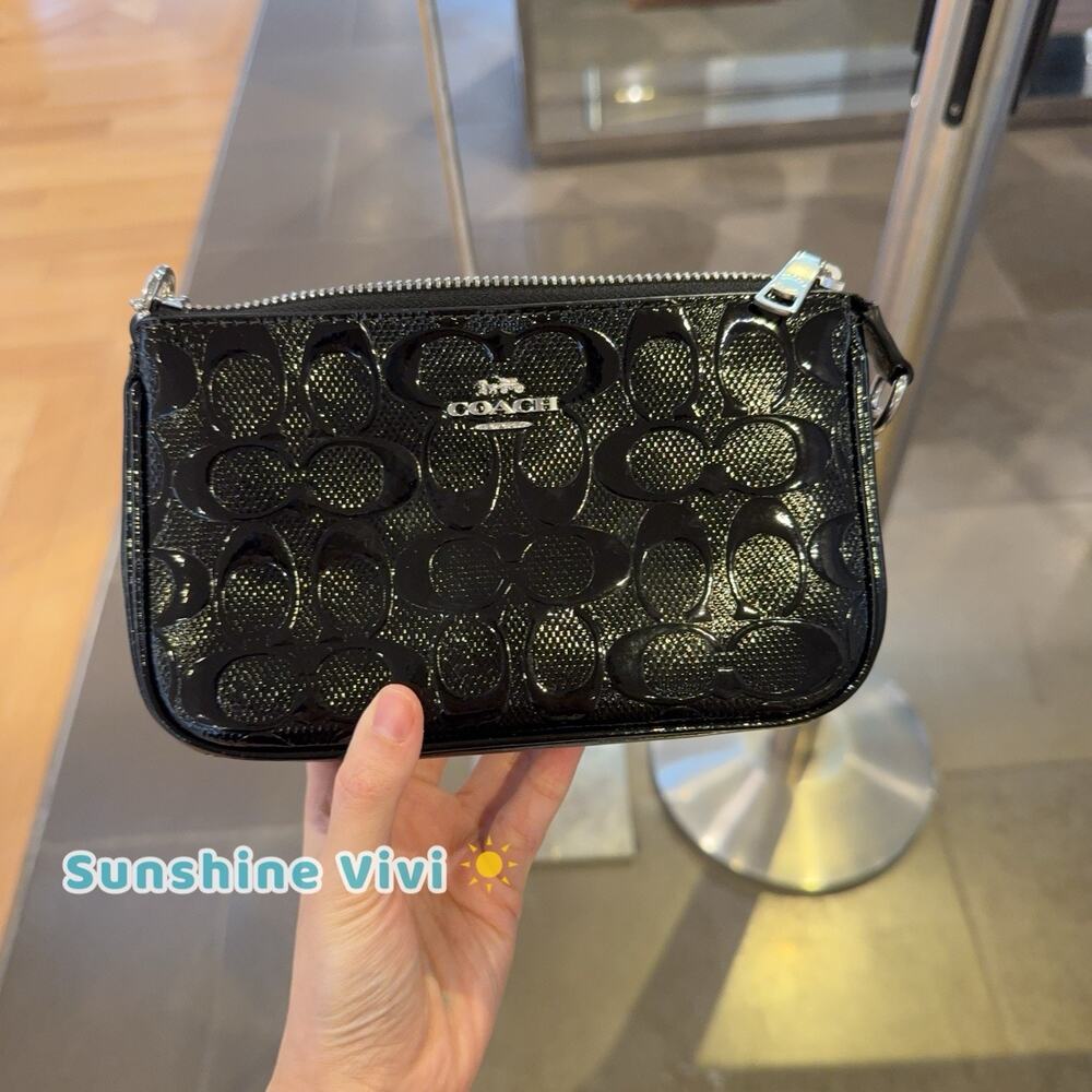 NWT Coach CDY97 Nolita 19 In Signature Patent Leather With Heart Charm Black